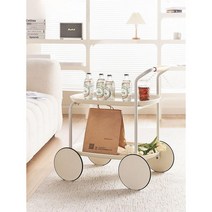 미드센츄리 트롤리 2단 카트 웨건 이동식 서빙 호텔 왜건 보비 서빙카 주방, 다크옐로우 서빙카트