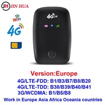 휴대용 라우터MF906 CAT4 미니 충전식 2100mAh 배터리 무선 휴대용 LTE 모바일 핫스팟 자동차 USB 3G 4G W, 02 Europe Version