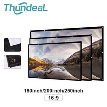 THUNDEAL180 200 250 300 인치 휴대용 16:9 LED 프로젝터 화이트 커튼 프로젝션 스크린 캔버스 매트 3D HD 간단한, 1개, CHINA
