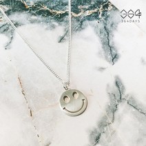 364days 925실버 빅 스마일 목걸이 남녀공용 커플 우정 데일리 은목걸이 초등학생 아동목걸이 조카선물 체인길이 사이즈 선택가능