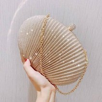 조개 큐빅 미니백 숙녀 pleated 클러치 가방 다이아몬드 체인