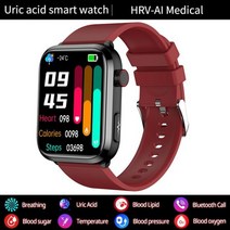 스마트워치 등산시계 러닝시계 마라톤시계 의료용 혈당 요산 ECG + PPG 체온 블루투스, 레드