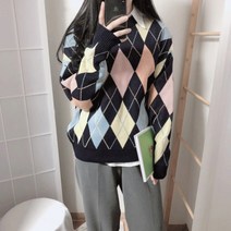 브링미 크런치아가일 박시니트(2color)