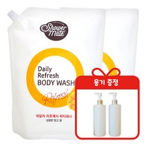 샤워메이트 데일리 망고 바디워시 리필용 2000ml 2개 + 용기 증정, 샤워메이트 망고 바디워시 2개 + 용기 증정
