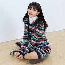 페이퍼먼츠 여성용 후드 스트라이프 러블리 니트 미디 원피스 13161