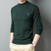 스웨터 남자 2022 년 봄과 가을 한국 버전의 새로운 세미 하이 칼라 니트웨어 남성 바닥 셔츠 중년 긴팔 티셔츠 남성