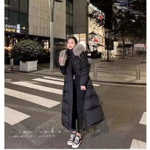 DFMEI 패딩 여성 롱기장 화이트 오리털 겨울 도톰한 허리 조임 한국판 날씬해 보이는 무릎 위 여성복 아우터 러쉬