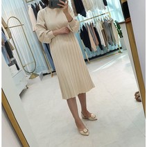 (2color) 피아노 주름 니트플리츠 원피스