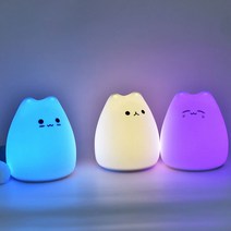 LED 실리콘 고양이 수면등 무드등, 파파