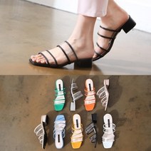 셀러허브 패션 [애슬릿] 편한 스퀘어 PVC 유니크 슬리퍼 3cm