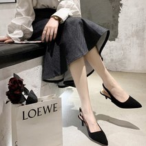 스웨이드 스틸레토 슬링백 미들힐 CLF2034