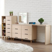 우아미가구 피하스 와이드 화장대 풀세트, 메이플화이트