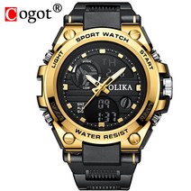 Cogot 듀얼 디스플레이 방수 전자 아웃도어 크로노그래프 멀티 남성용 시계 W-55