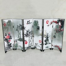 6 패널 꽃 대나무 스크린 48x24x0.6cm 홈 룸 디바이더 나무 접는 파티션 스크린 장식 나무 중국 스타일