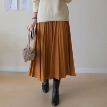 데일리앤 피아노 스웨이드 플리츠 롱스커트