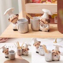 주방장 앉은 인형 2P 요지보관통 이쑤시개정리, 2개