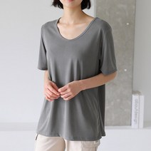 플레이팝 여성용 6컬러 샌드워싱 U넥 모달 반팔티셔츠