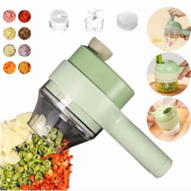 JENMV 전동 야채다지기 + 슬라이서 + 청소 전동솔 무선 3in1 다지기 야채 마늘 고기 만능 다지기 마늘 슬라이스 슬라이서 멀티 이유식 다지기 세트, A