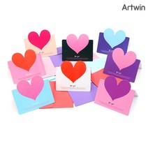 400 하트 미니 카드 축하 연하장 연말 선물 기념일 편지 생일 생신 미니카드 설날 신년 어버이날 스승의날, 레드화이트