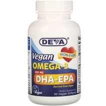 Deva 비건 오메가 3 DHA EPA 300mg 90 비건 소프트젤