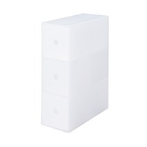 무인양품 MUJI 폴리프로필렌 소품 수납 박스 3단 E8A6426, 약11x24.5x32cm, 화이트, 1개
