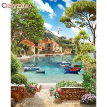 디지털 액자 전자 앨범 그림 마을 캔버스 페인트, 5.9928171 - 40x50cm Ready Fram