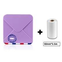 라벨기 라벨프린터 xprinter phomemo m02s 304dpi mini impresora pocket color printer 블루투스 열 휴대용 miniprinter, 1 롤이있는 보라색