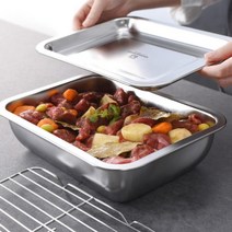 뚜껑 있는 사각 올 스텐 바트 밧드 업소용 업소용반찬통 냉장고정리 음식점용기 업소용기 냉장고정리용기, 트레이 N4(39.5x29.5x5)