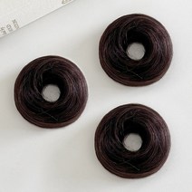 우드피카 시그니처 똥머리 밴딩 머리끈 가발 3개 1세트, 레드브라운