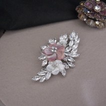 자개 큐빅 보석브로치 핑크 혼주 한복 브로치
