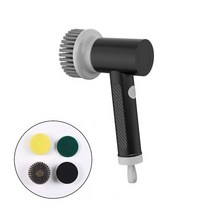 욕실자동청소기 회전 습식 청소기 전기 청소 브러시 주방 무선 도구 냄비 식기 세척 스크러버 USB 충전식, 02 Black