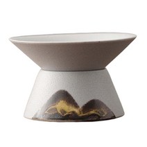 GHSHOP 데스크탑 찻집 용 홀더가있는 일본식 차 여과기 차 필터, 7.6cmx7.6cmx4.5cm, 세라믹, 하얀색
