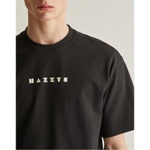 [21SS 헤지스 남성]블랙 벨벳 프린트 로고 티셔츠HZTS1B511BK