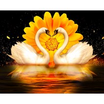 FASEN DIY 보석십자수 캔버스 형액자 세트 40 x 50cm, 40*50 cm, K071 스완 하트