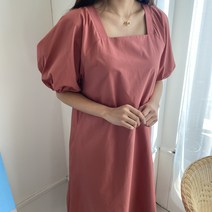 스퀘어넥 루즈핏 H라인 뒷 리본 포인트 여름 롱 원피스 3color