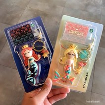 페이셜비(FISAFEE)car rearview mirror ornaments JLL-805스타벅스 2021 벚꽃 귀여운 고양이 발톱 귀여운 여자 수도선 재신 월로 선고모 피규어 열쇠 고리, 심해 햇살 열쇠 고리 (한 쌍)