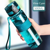 1L 1.5L 2L 휘트니스 스포츠 물병 대용량 친환경 플라스틱 휴대용 Leakproof 셰이커 과일 음료 병 BPA 무료, 23 500ml Vine Cyan