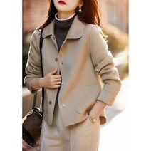 여성 추동 숏 정장자켓 키 작은 양면 울 코트