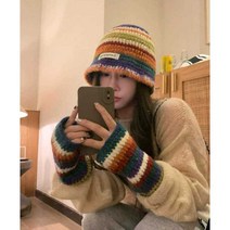 벙거지모자 니트버킷햇 코바늘 플라워 겨울 꽈배기