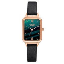 gaiety 브랜드 여성 시계 패션 스퀘어 여성용 석영 시계 팔찌 세트 그린 다이얼 심플 로즈 골드 메쉬 럭셔리 여성 시계