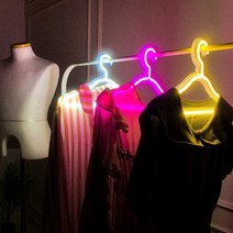 LED 옷걸이 옷가게 논슬립 매장 아크릴 네온 옷걸이, 핑크, 1개