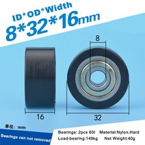 델린 POM 코팅 플랫 타입 롤러 풀리 휠 8x32x16mm 베어링 프로파일 가이드 롤링 풀리용 5 개