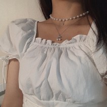 진주 큐빅 초커 체리 목걸이 세트 레이어드