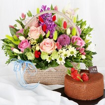 99플라워 (당일수령) 사랑 한가득+케익 [ST-A1919] - 전국꽃배달서비스 기념일 봄 생일 케익 생화 꽃선물 당일배송 꽃바구니