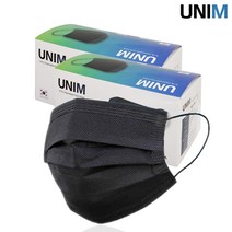 (국내생산) 유니엠 검정(블랙) 덴탈 마스크(MB필터) 100매(대형) 국산 (공식판매처), 400매