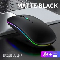 태블릿 전화 컴퓨터 블루투스 무선 마우스 충전 발광 2.4G USB 무선 마우스 휴대용 마우스 샤오미, 검은색