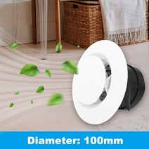 조절 가능한 공기 환기 커버 원형 덕트 천장 벽 구멍 Abs 에어 벤트 그릴 루, 05 diameter  100mm
