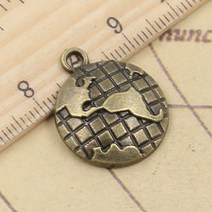 지구본 세계 지도 지구의10pcs 매력 지구 글로브 24x20mm 티벳 청동 실버 컬러 펜던트 골동품 보석 만들기, 01 앤틱 청동 도금
