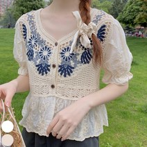 0 velys 밋밋함을 없애줄 자수 플라워 블라우스 CSB1135