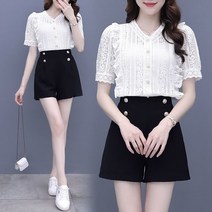 DarjinQD 여자 여름 투피스 반팔 반바지 BH570